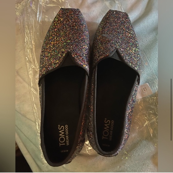 Toms Womens Alpargata Black Chunky Glitter Slip-on Shoe Size 8 - Picture 5 of 10